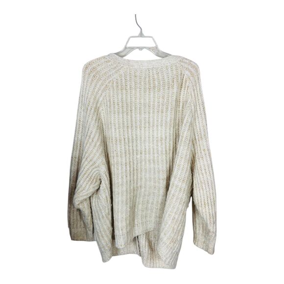 Ava & Viv Womens Chunky Knit Cardigan Sweater Oversized Ivory White One Size - Picture 2 of 6